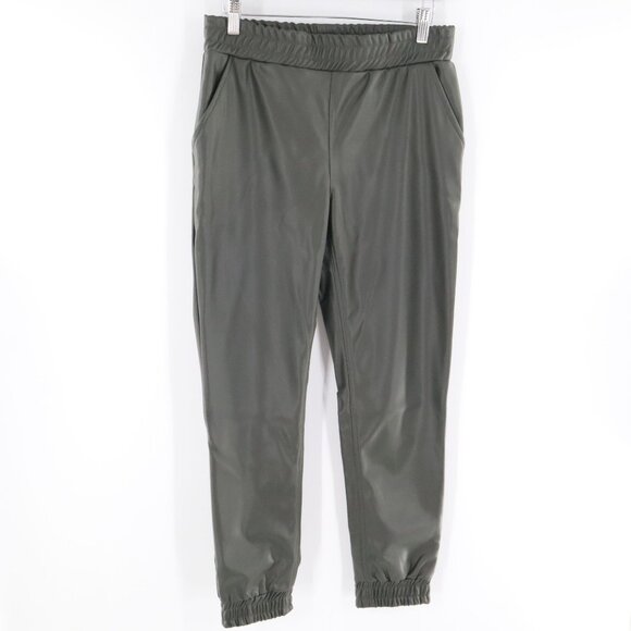 RD Style Faux Leather Jogger Pants Women's S Green Edgy Career Festive Night Out - Picture 2 of 14